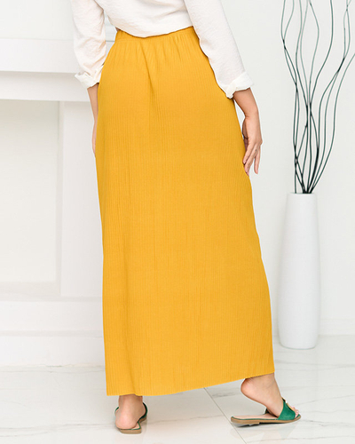 Dámská hořčicová skládaná midi sukně s knoflíky - Obuv