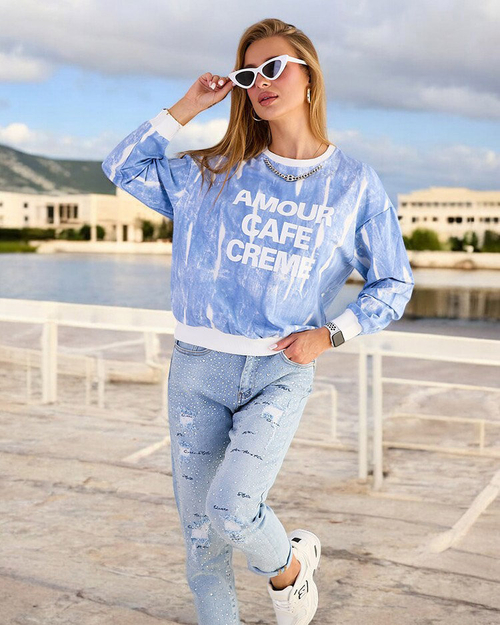 Жіночий бавовняний світшот з тонким принтом Royalfashion