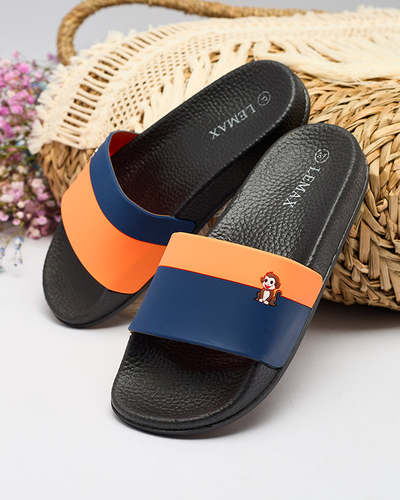 Royalfashion Oranžové a tmavě modré dámské gumové žabky Lierigs