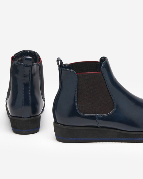 Сині жіночі чобітки на танкетці Stasia