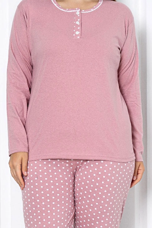 Royalfashion Жіночі бавовняні піжами з 2-х частин у горошок РОЗМІР ПЛЮС