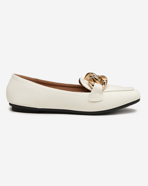 Жіночі білі лофери з екошкіри на ланцюжку Flamii - Взуття