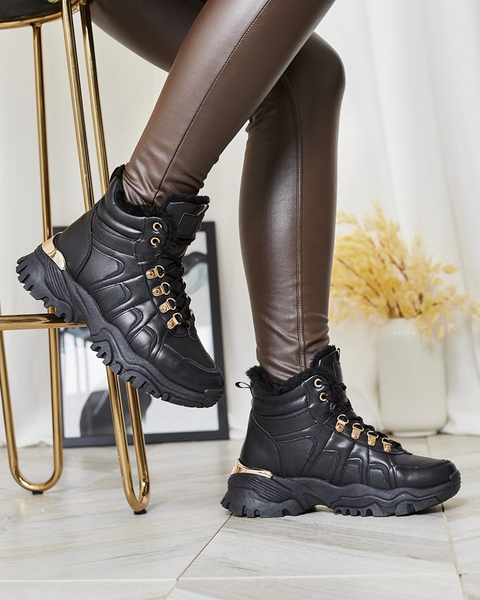 Royalfashion Dámské tenisky s kožíškem v černé barvě Megigna