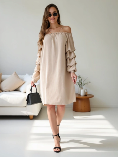 Royalfashion Гладка жіноча сукня в стилі іспанському з рюшами