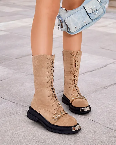 Royalfashion Dámské šněrovací kozačky Werces