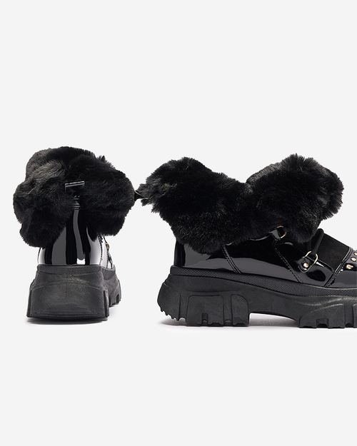 Чорні жіночі снігоступи на шнурівці Fentes- Взуття