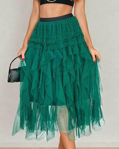 Royalfashion Dámská dvouvrstvá midi sukně