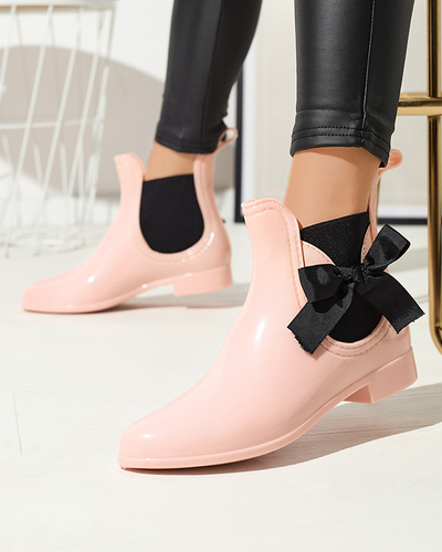 Světle růžové dámské nazouváky s mašlí Roberta - Obuv