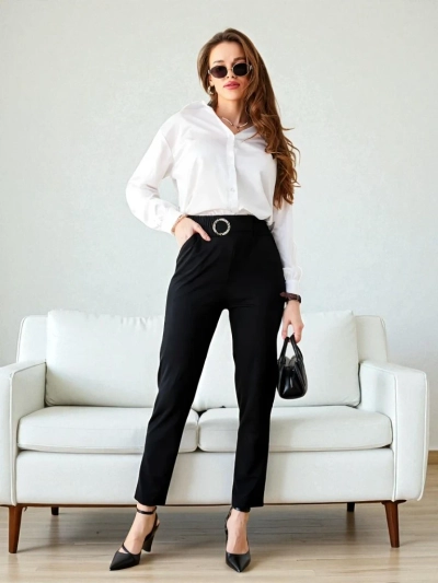 Pantaloni Bella Melodia в Чорному Кольорі