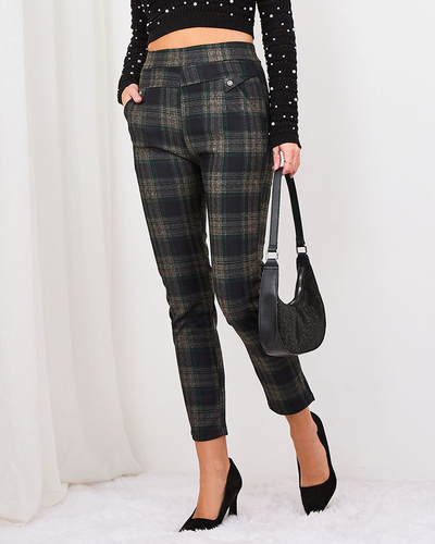 Royalfashion Šedohnědé dámské zateplené kostkované tregíny