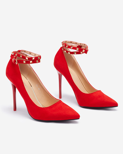 Červené dámské lodičky s páskem ke kotníku Altans - Boty