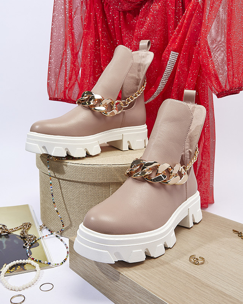 Рожеві жіночі черевики з ланцюжком Tenkay - Взуття