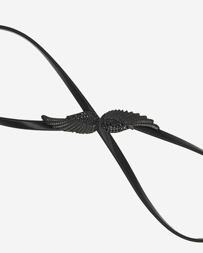 Černý dámský opasek s ozdobnou sponou - doplňky