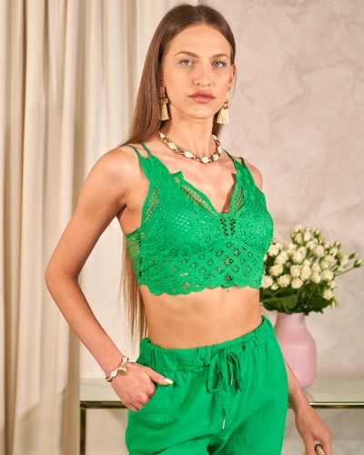 Royalfashion Zelený dámský krajkový top