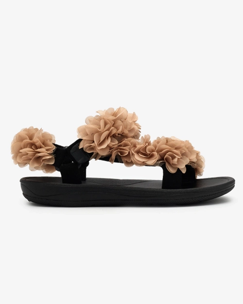 Royalfashion Бежеві жіночі босоніжки з квітами Alferroy