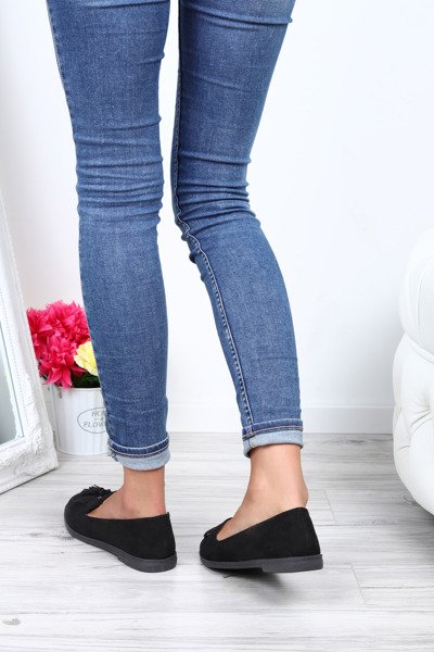 Czarne mokasyny z frędzelkami Ellie- Obuwie