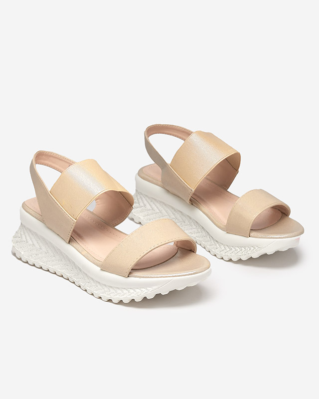 Hnědozlaté dámské sandály s kubickými zirkony Maremino - Obuv