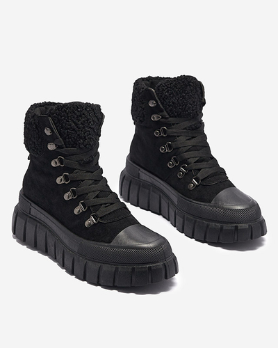 Botki Damskie Diana Czarne Skórzane Wygodne na Zimę