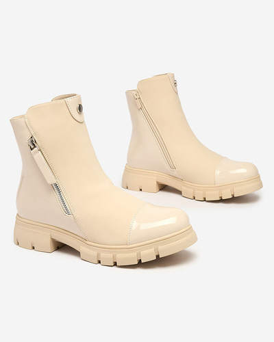 Royalfashion Béžové matné dámské kozačky Hedaheh