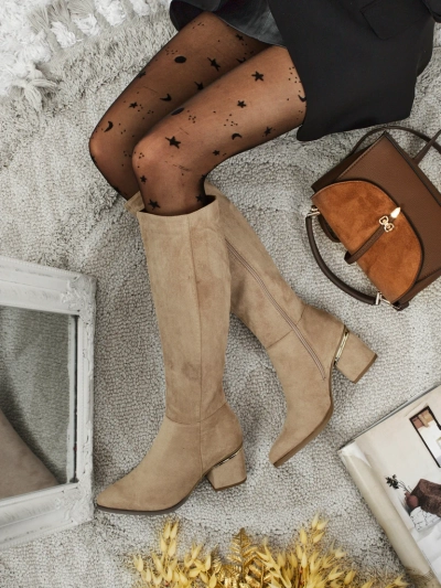 Жіночі чоботи еко замшеві на підборах-стовпчику Niefio