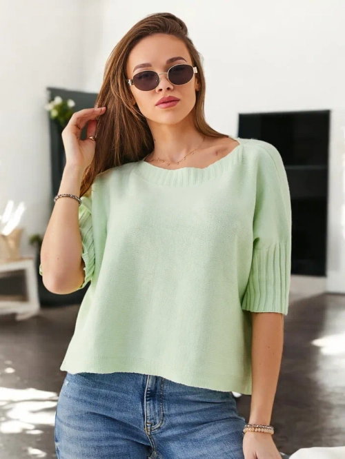 Royalfashion Жіночий в'язаний світшот з віскози з коротким рукавом