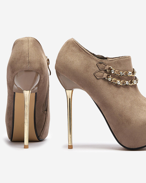 Сіро-бежеві жіночі туфлі на високій шпильці Ehcso- Footwear