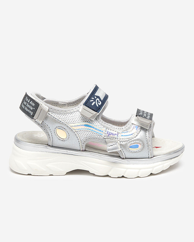 Сріблясті дитячі босоніжки з різнокольоровими вставками Meniko - Footwear