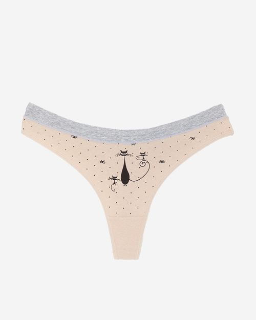 Бежеві жіночі стрінги з принтом - Нижня білизна