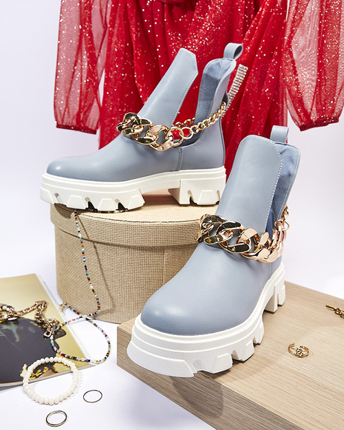 Сині жіночі черевики з ланцюжком Tenkay - Взуття