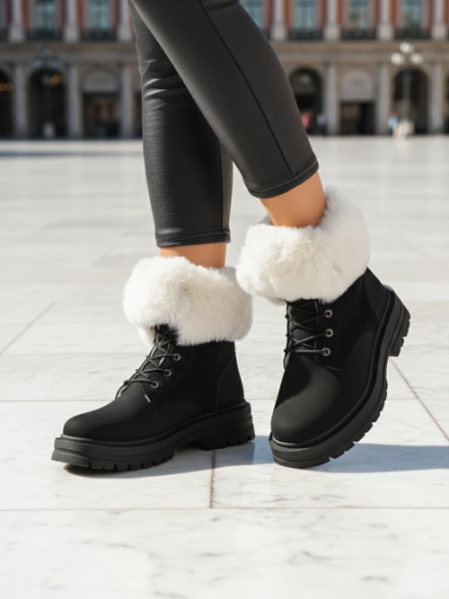 Royalfashion Жіночі чоботи на щиколотці з хутром Nasaha