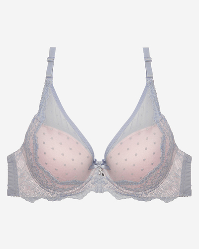 Šedorůžová dámská podprsenka zdobená krajkou - Spodní prádlo