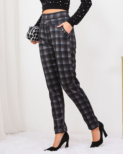 Royalfashion Šedohnědé dámské zateplené kostkované tregíny