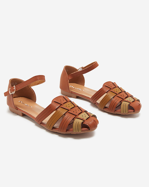 Коричневі жіночі ажурні балерини Viholy