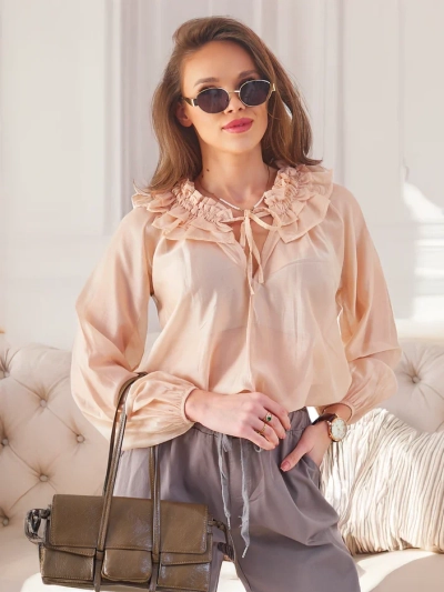 Royalfashion Прозора жіноча сорочка з декоративним коміром