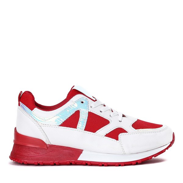 Červené a bílé sportovní boty s holografickým povrchem Metalien - obuv