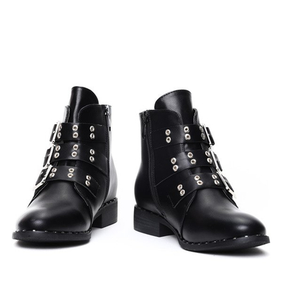 Czarne workery z trzema paskami Amaris- Obuwie