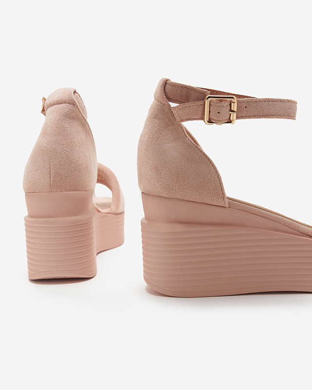 Růžové dámské sandály na klínku Okita - Boty