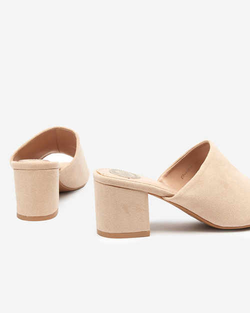 Бежеві жіночі шльопанці на низькому каблуці Opetik