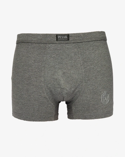 Royalfashion Tmavě šedé pánské boxerky s nášivkou