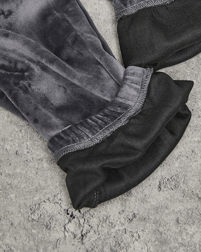 Темно-зелені велюрові спортивні штани для жінок PLUS SIZE- Одяг