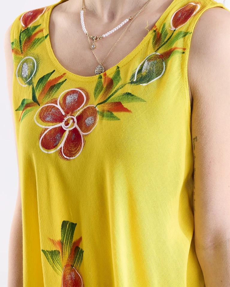 Žlutý dámský přehoz s květinovým vzorem - Oblečení