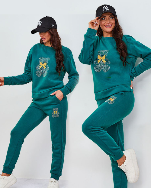 Royalfashion Зелений жіночий утеплений спортивний комплект з принтом