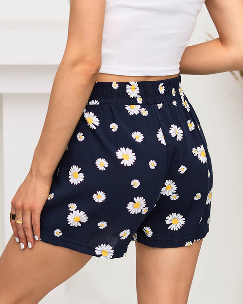 Темно-сині шорти з принтом ромашок
