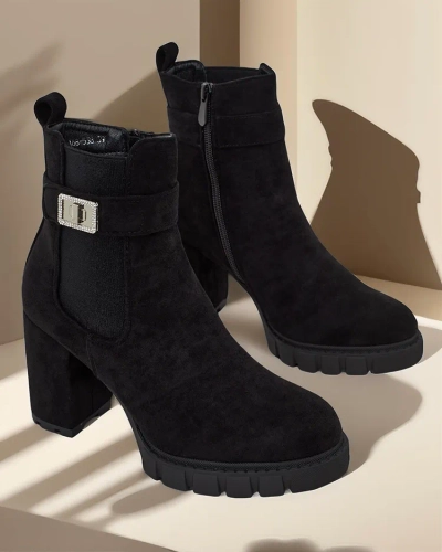 Dámské kotníkové černé boty Royalfashion s blokovým podpatkem Effo