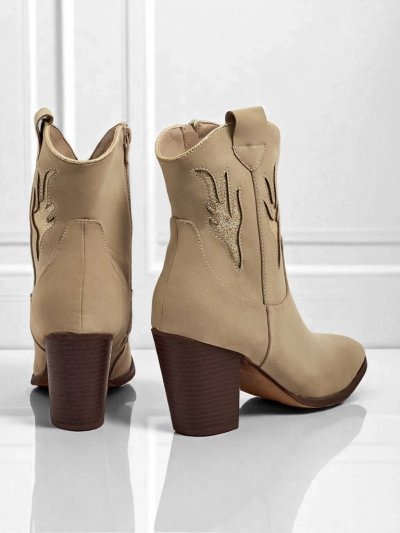 Kovbojky dámské na podpatku s ozdobnými vložkami Cendria