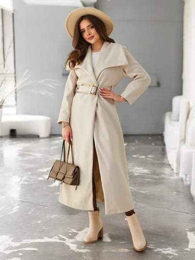 Royalfashion Жіночий максі-пальто з поясом