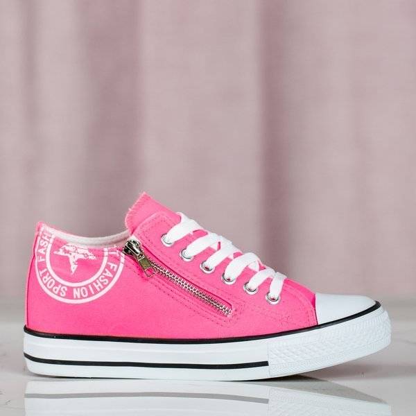 OUTLET Neonově růžové tenisky na vnitřním klínku s potiskem Fabiana - Obuv