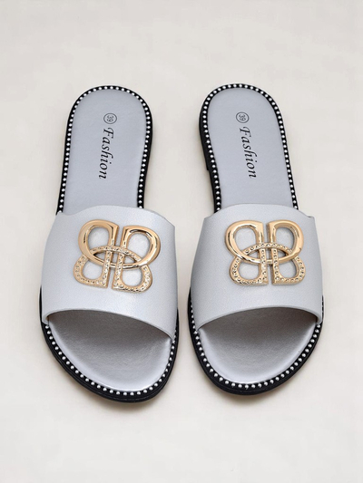 Royalfashion Dámské pantofle na ploché podrážce Aura Gold