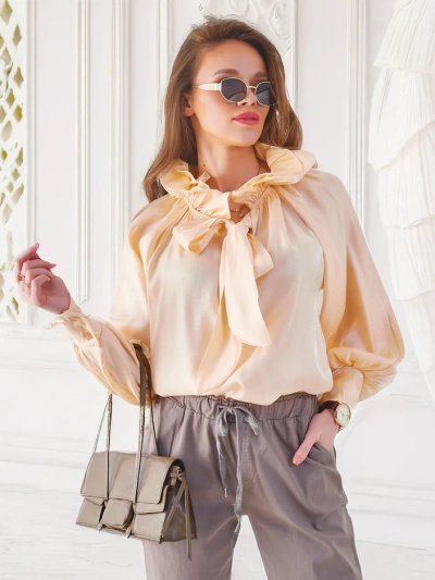 Royalfashion Блискуча жіноча сорочка з декоративним комірцем
