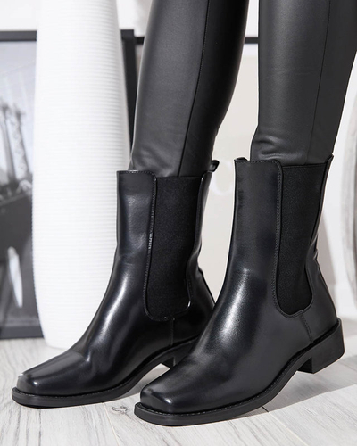 OUTLET Чорні жіночі високі черевики з квадратним носком Sudis- Взуття